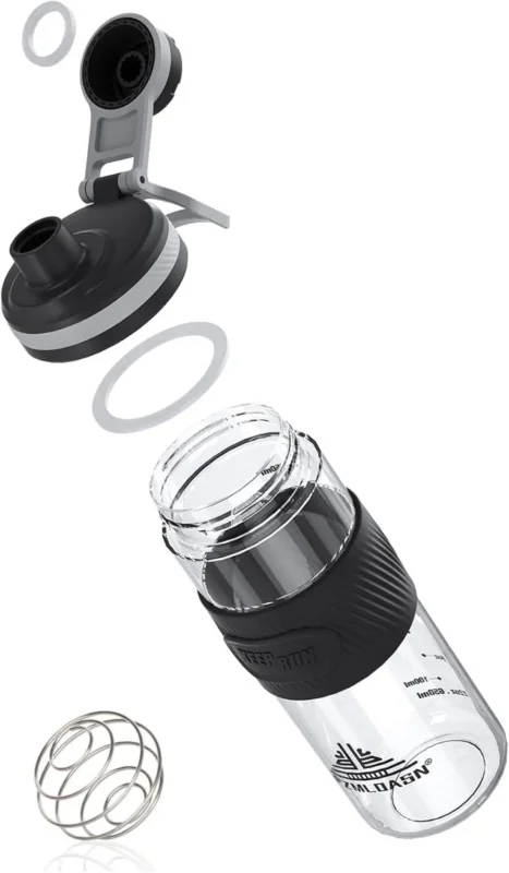 Protein Shaker 650ml Auslaufsicher BPA-frei Schwarz