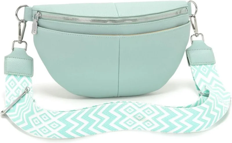 Echtes veganes Leder Bauchtasche Damen 5 Fächer 30 x 17 x 9cm
