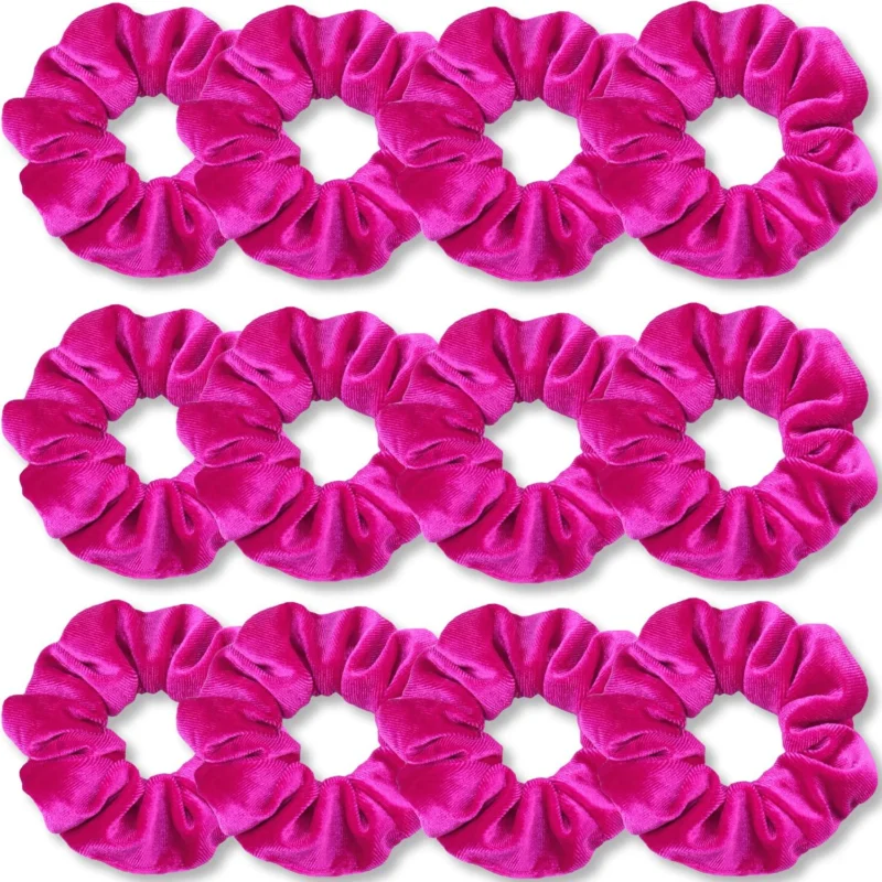 Premium Samt Haargummis 12er Set für Damen und Mädchen, einfarbig