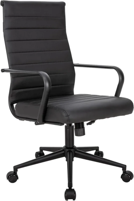 Bürostuhl Ergonomisch mit Wippfunktion bis 150 kg PU Leder Schwarz