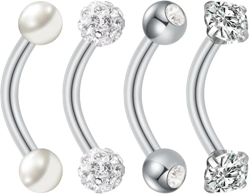Bauchnabelpiercing Gold Silber Chirurgenstahl 4 Stück Perle CZ