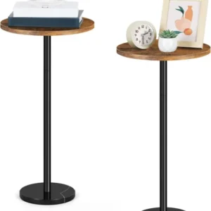 Retro Brauner Marmor Beistelltisch Wohnzimmer Schlafzimmer 32CM