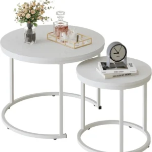 Runde Couchtische Set Holz Metallgestell