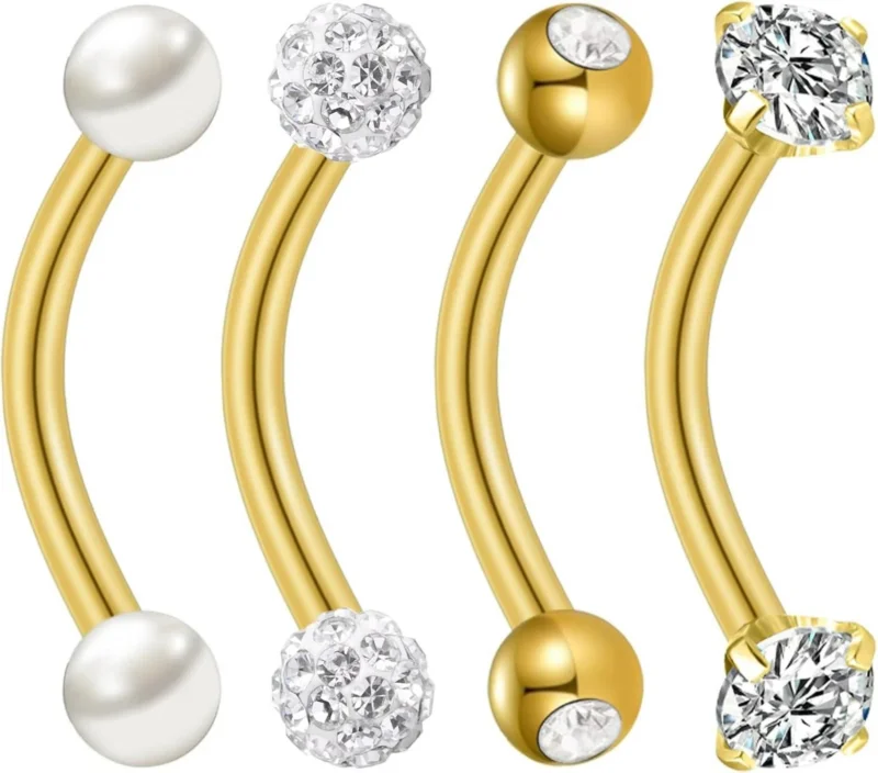 Bauchnabelpiercing Gold Silver Chirurgenstahl Edelstahl Perle CZ