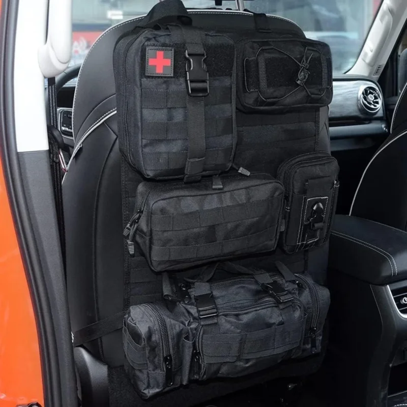 Taktischer Autositz Organizer mit 5 Molle Taschen – Rücksitz Ordnungssystem