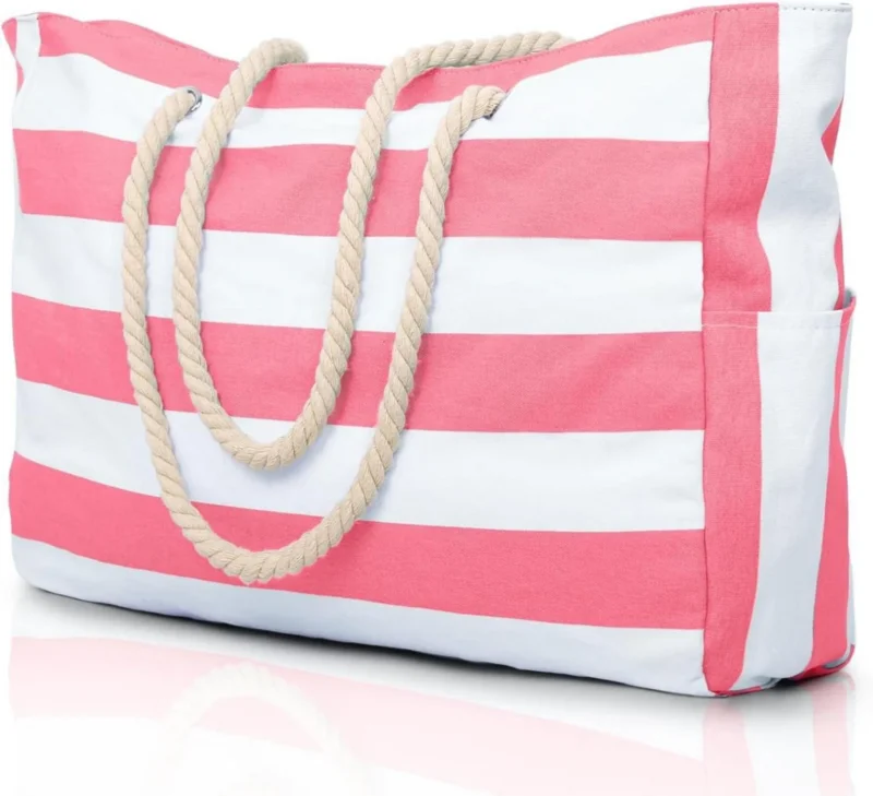 Stilvolle Strandtasche Damen Wasserdicht Groß mit Reißverschluss Rose