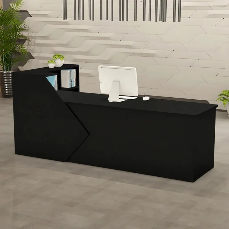 Moderner Empfangstresen mit Regalen – 250x60x100cm Schwarz