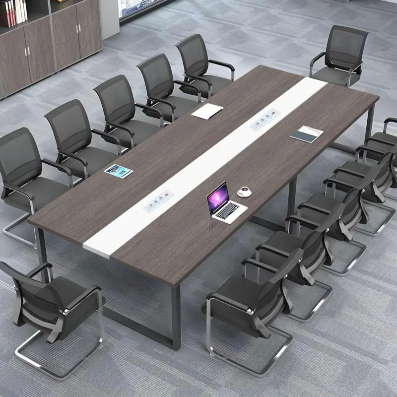 Konferenztisch groß mit Kabeldurchführung – Modernes Büro Meeting Tisch