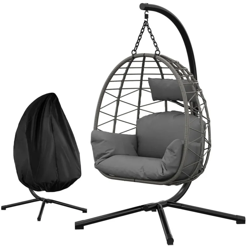 Hängesessel mit Gestell Grau – Outdoor & Indoor Komfort