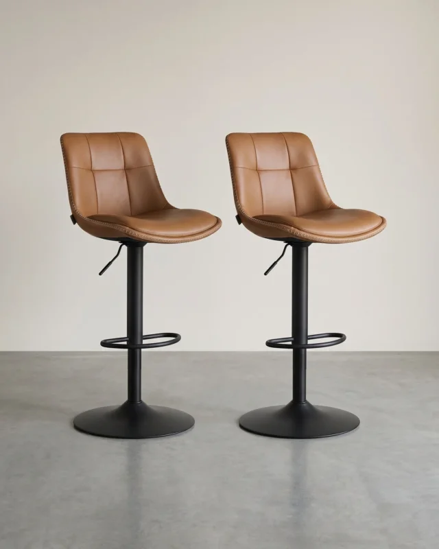 2er-Set Barhocker - Verstellbar und 360° drehbar - Kunstleder
