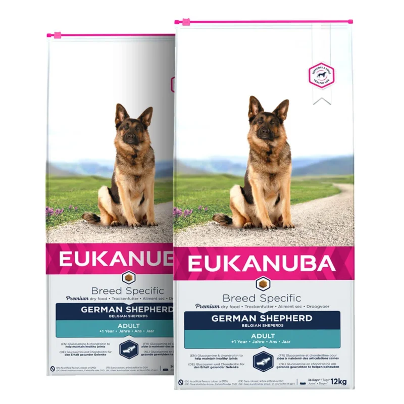 2 x 12 kg Eukanuba German Shepherd Hundefutter mit Huhn ab 1 Jahr