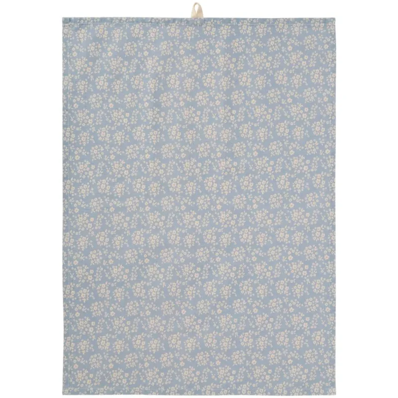 Ib Laursen - Geschirrtuch Agathe hellblau m/naturfarbigen Blumen