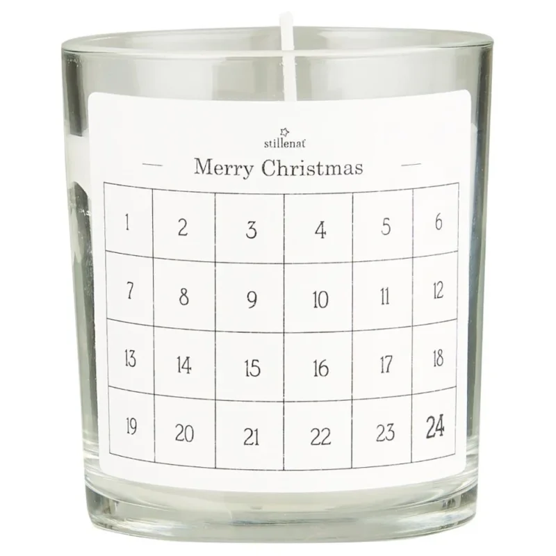 Ib Laursen - Nordische Adventskerze 1-24 Etikett Glas mit Paraffinkerze