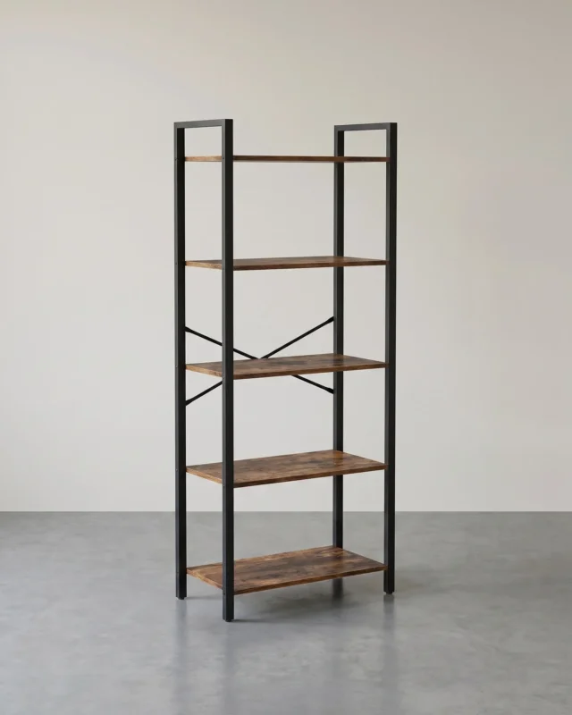 Bücherregal 5 Ebenen – Industrielles Aufbewahrungsregal – Offenes Wandregal 66 x 30 x 153 cm – ALINRU Kollektion