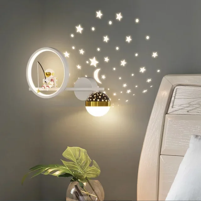 Moderne LED-Kinderwandlampe mit Sternenprojektion – Nachtlicht für Kinderzimmer und Schlafzimmer | Karnz
