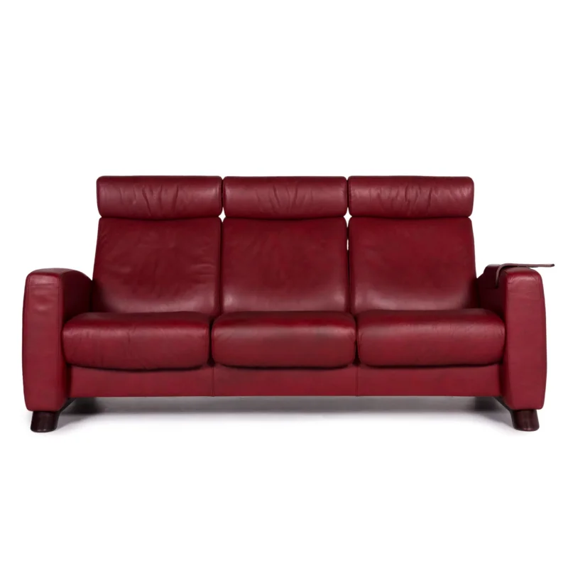 Stressless Arion Leder Sofa Rot Dreisitzer Relaxfunktion Funktion Couch #10409