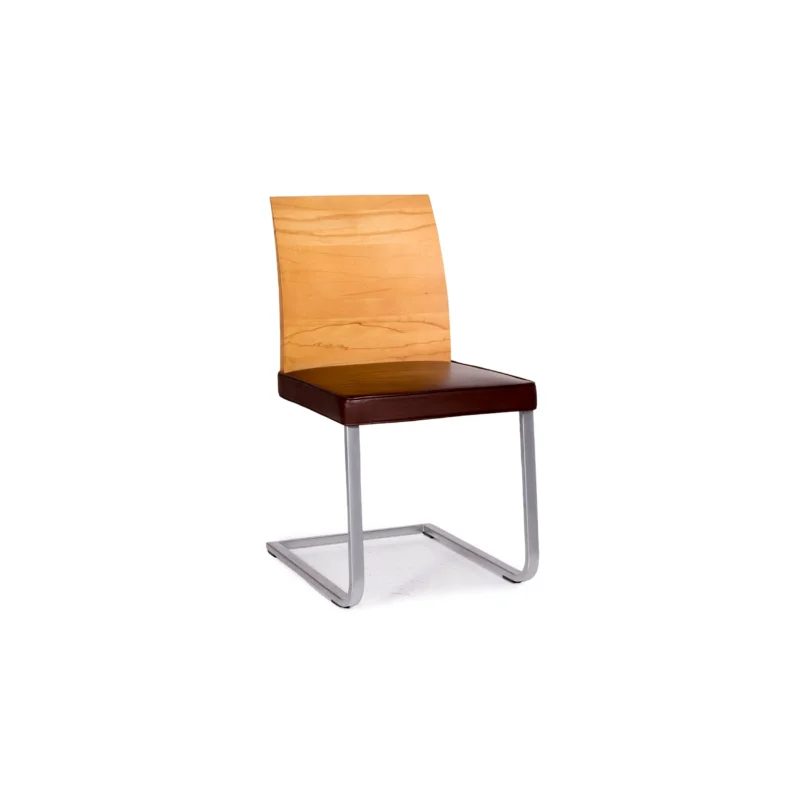 Team 7 Stretto Leder Holz Sessel Stuhl Freischwinger Kernbuche #10901