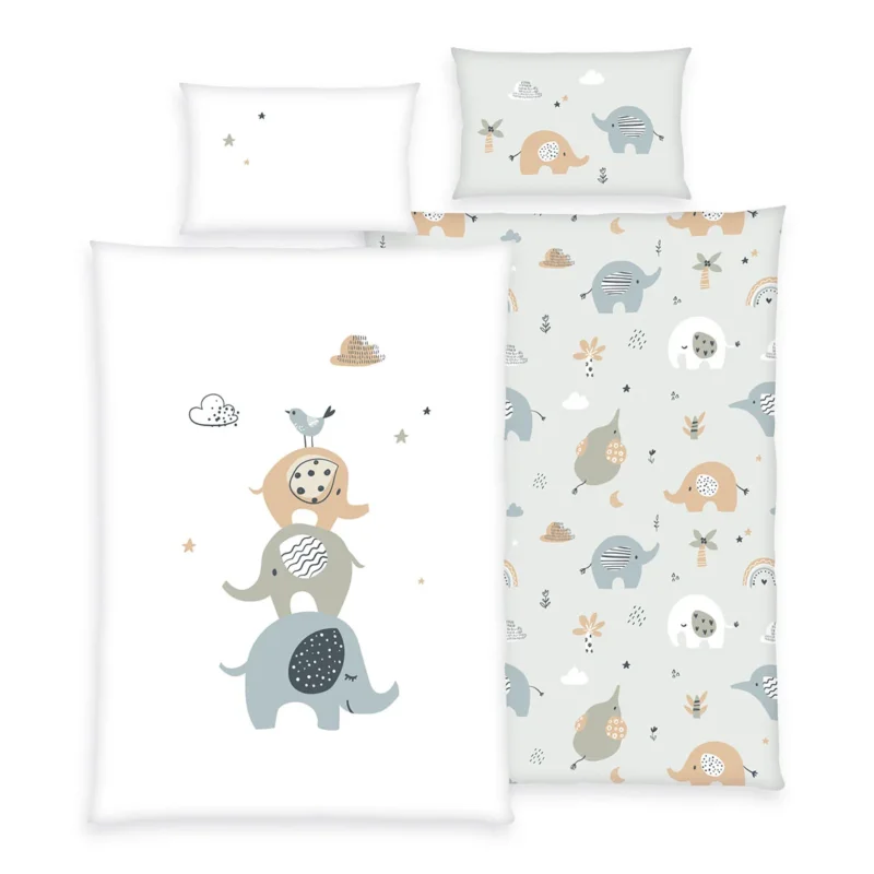 Herding Renforcé Bettwäsche Elephants 100/135 cm bunt