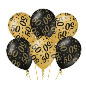 Ballonnen 50 Jaar Goud Zwart 30cm 6st van Paper Dreams koop je bij Partywinkel