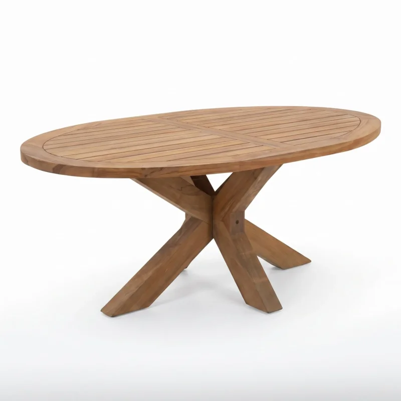 Balok ovaler Gartentisch 200 cm Teak Natural - Studio Shot - Outnest Gartenmöbel