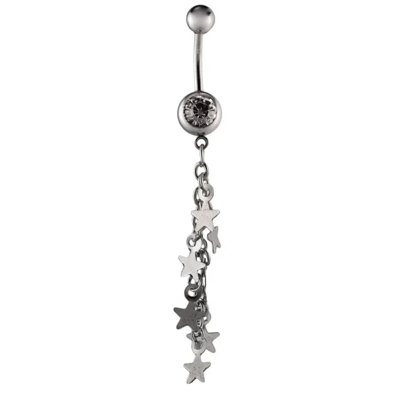 Bauchnabelpiercing silberfarben Kette Anhänger kleine Sterne Edelstahl - chic - net.de