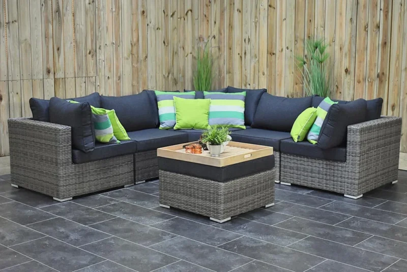 Boston XL Hoek Loungebank met stoel Natural Grey, XL hoekopstelling met stoel - Outnest tuinmeubelen