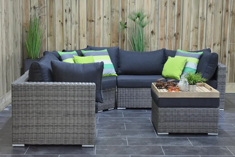 Boston XL Hoek Loungebank met stoel Natural Grey, ligplek in de hoek - Outnest tuinmeubelen
