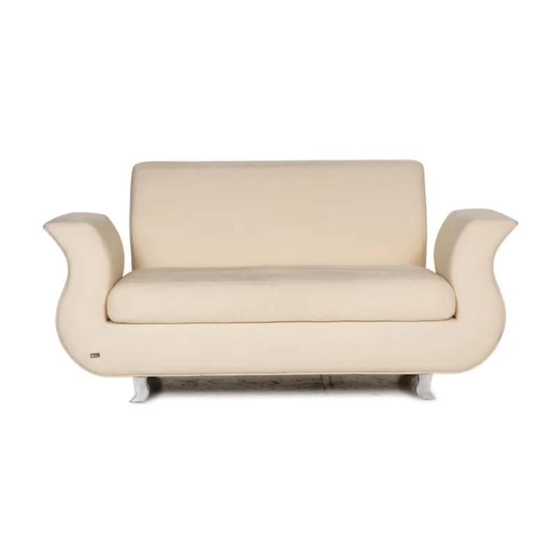 Bretz Moon Stoff Sofa Creme Zweisitzer Couch