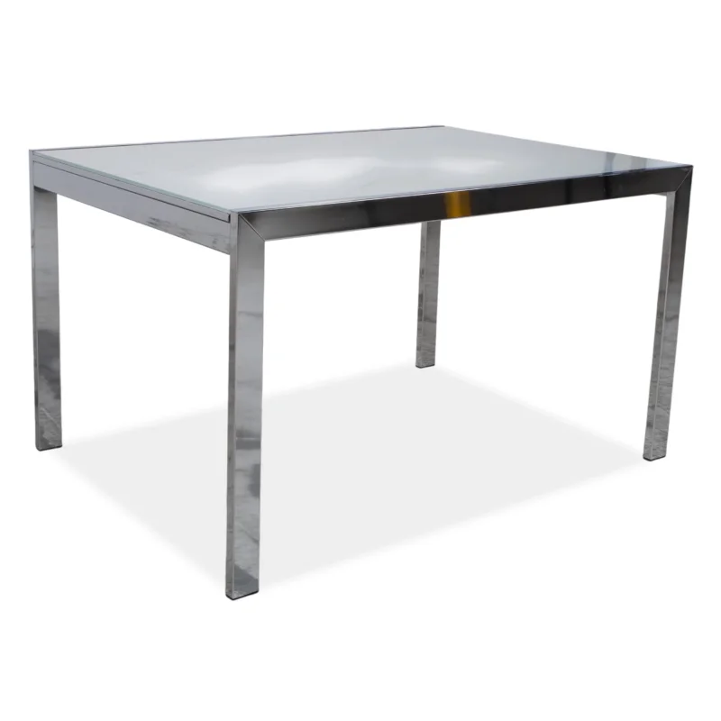 Calligaris Glas Esstisch Weiß Silber Ausziehfunktion Esszimmer 130 x 89 cm