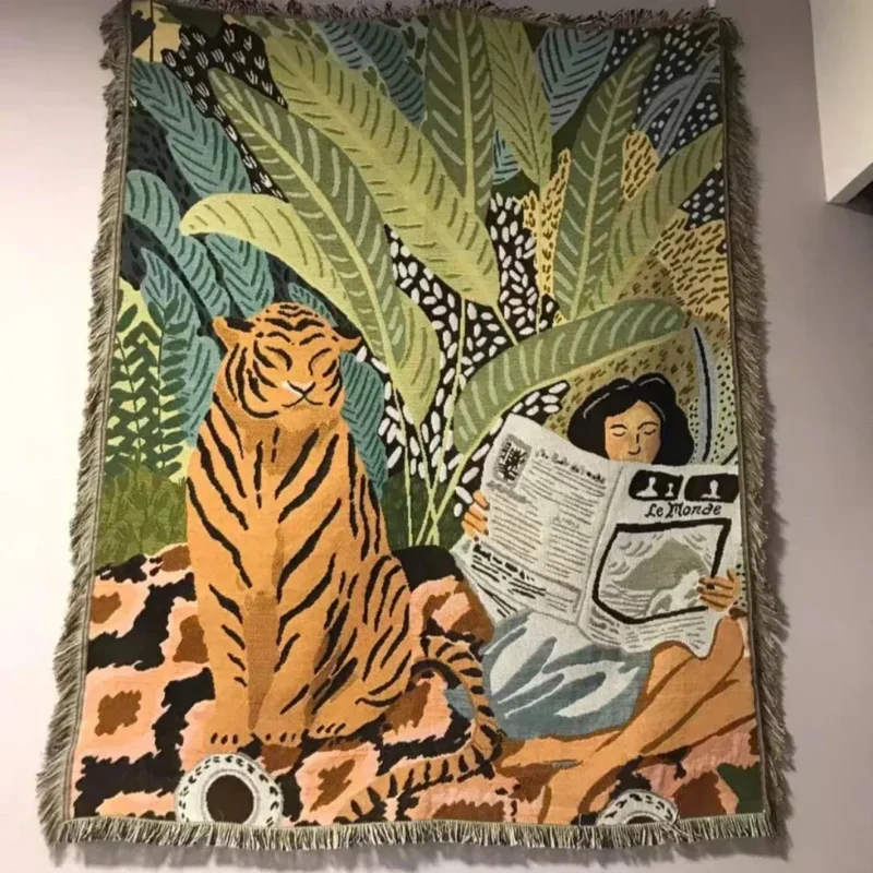 Gemütliche Cartoon-Tiger-Design-Decke für die Wohnkultur | Karnz
