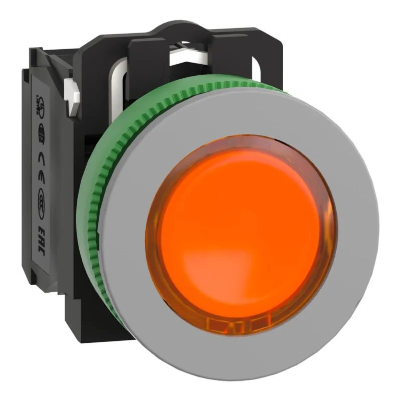 Schneider Electric - Drucktaster, Komplettgerät Leuchtdrucktaster XB5FW35B5C0 or,30mm,24V,1S+1Ö
