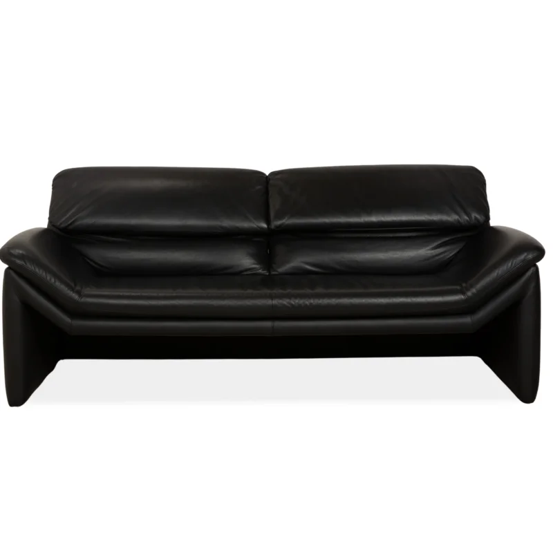 de Sede Hans Kaufeld Leder Zweisitzer Schwarz Sofa Couch Manuelle Funktion