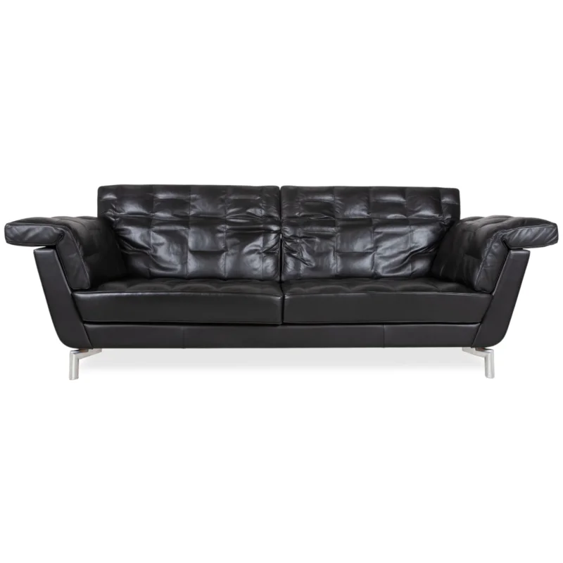 de Sede Leder Dreisitzer Schwarz Sofa Couch manuelle Funktion