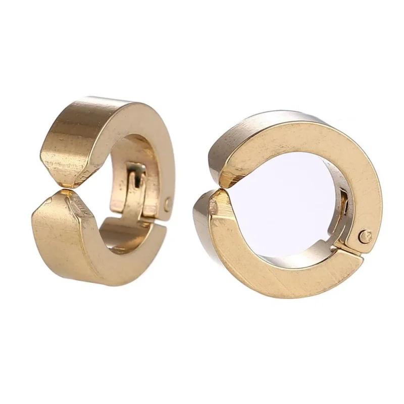 Edelstahl Creolen Ohrring gold Farben schlicht Klippverschluss - chic - net.de