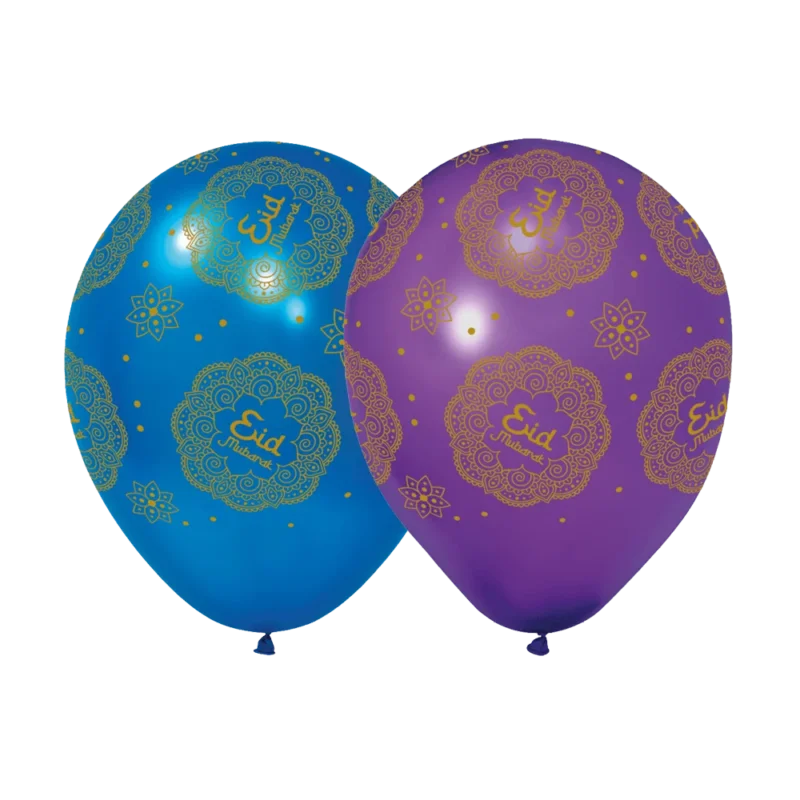 Eid Mubarak Ballonnen Paars Blauw 30cm 6st van WeFiesta koop je bij Partywinkel
