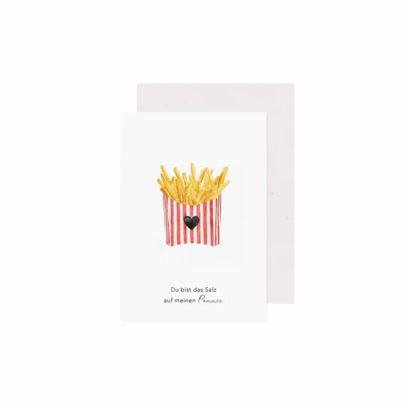 Klappkarte "Pommes" - 10,5x14,8 cm (Weiß)