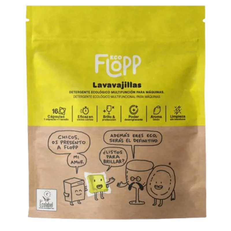 Lavavajillas en Gel Eco Flopp 16 cápsulas
