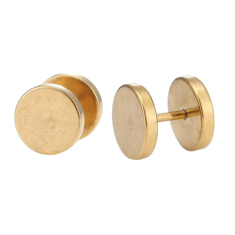 Fake Piercing Edelstahl Schraubverschluss Expander goldfarben Runde Platten 10 mm - chic - net.de