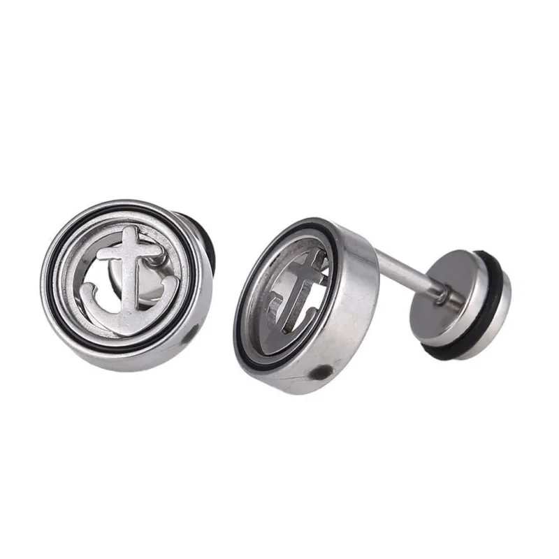 Fake Piercing Expander Anker im Kreis silberfarben Schraubverschluss Edelstahl - chic - net.de