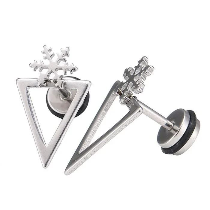 Fake Piercing Expander silber Farben spitzes Dreieck Schneeflocke Schaubverschluss Edelstahl - chic - net.de