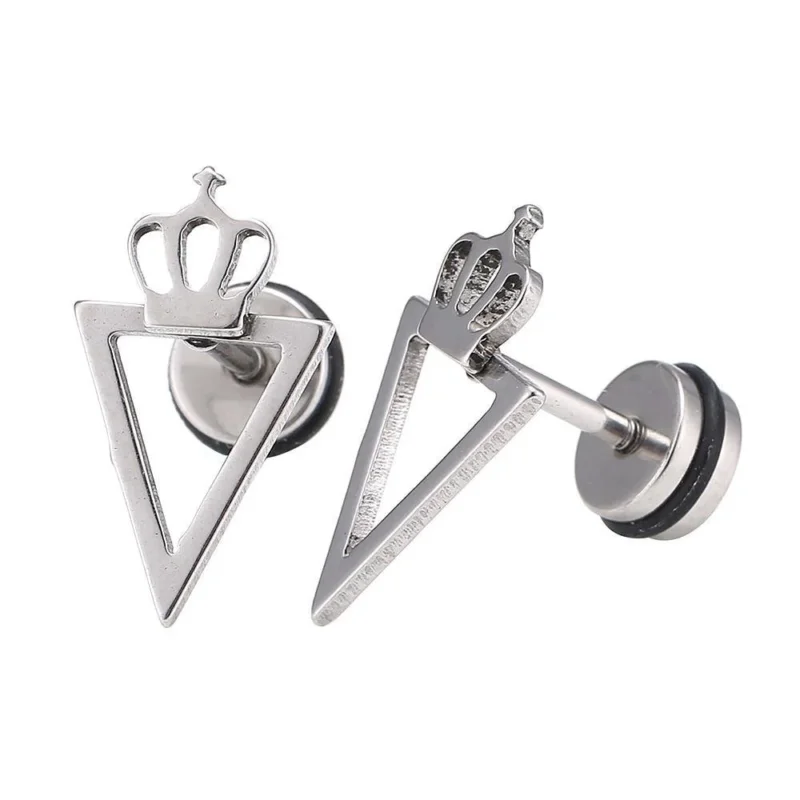 Fake Piercing Expander silberfarben spitzes Dreieck Krone Schaubverschluss Edelstahl - chic - net.de