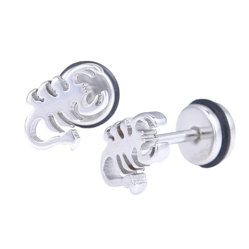 Fake Piercing Expander Skorpion silbefarben Schraubverschluss Edelstahl - chic - net.de