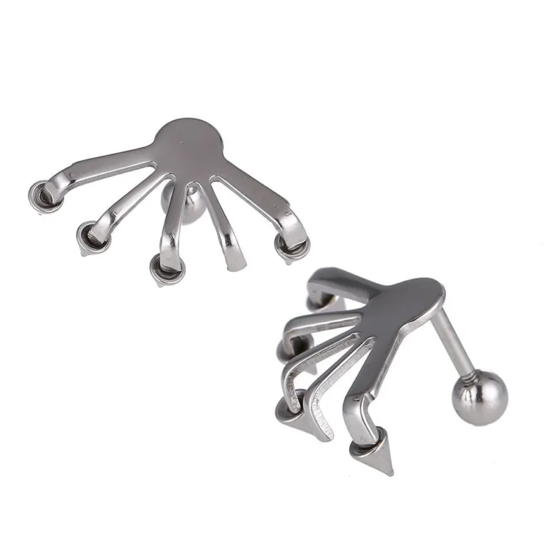 Fake Plug Piercing Edelstahl fünf Krallen mit Cones Schraubverschluss - chic - net.de