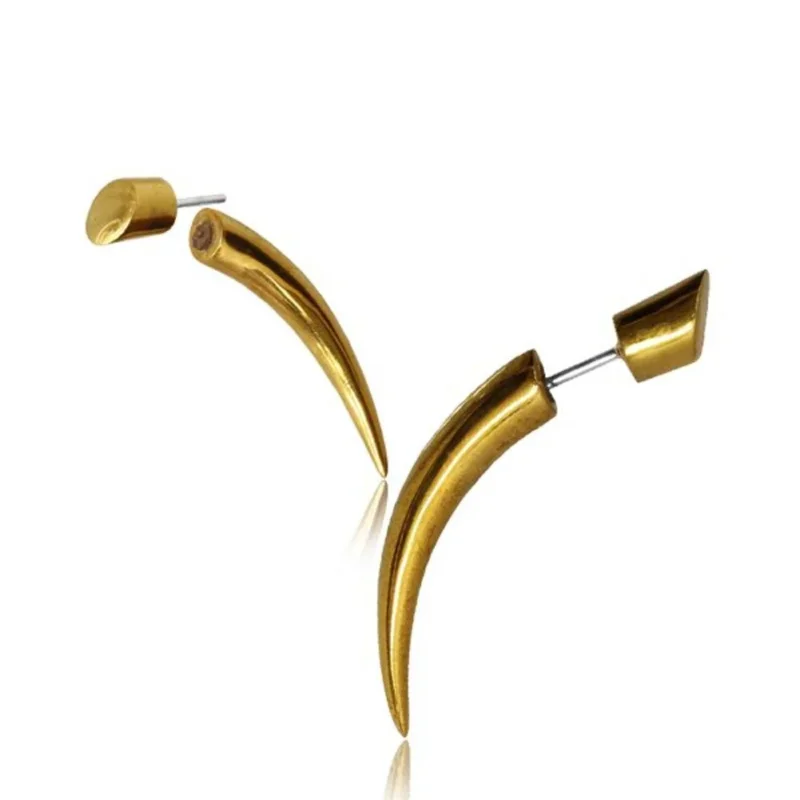Fake Spike Piercing gebogen 60 mm Brass golden Messing Sterlingsilber - Pin - chic - net.de