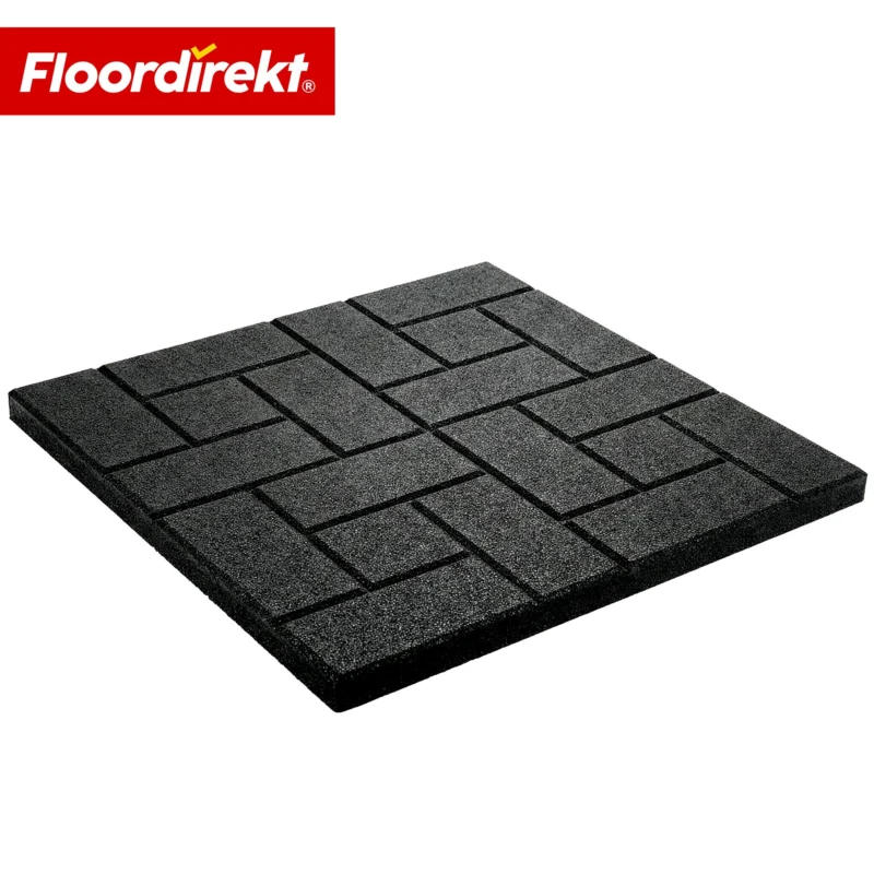 Fallschutzmatte | Paving Tile | 50x50 cm 25 mm | Gummiplatte in Pflasterstein-Optik | Terrasse, Garten & Außenbereich