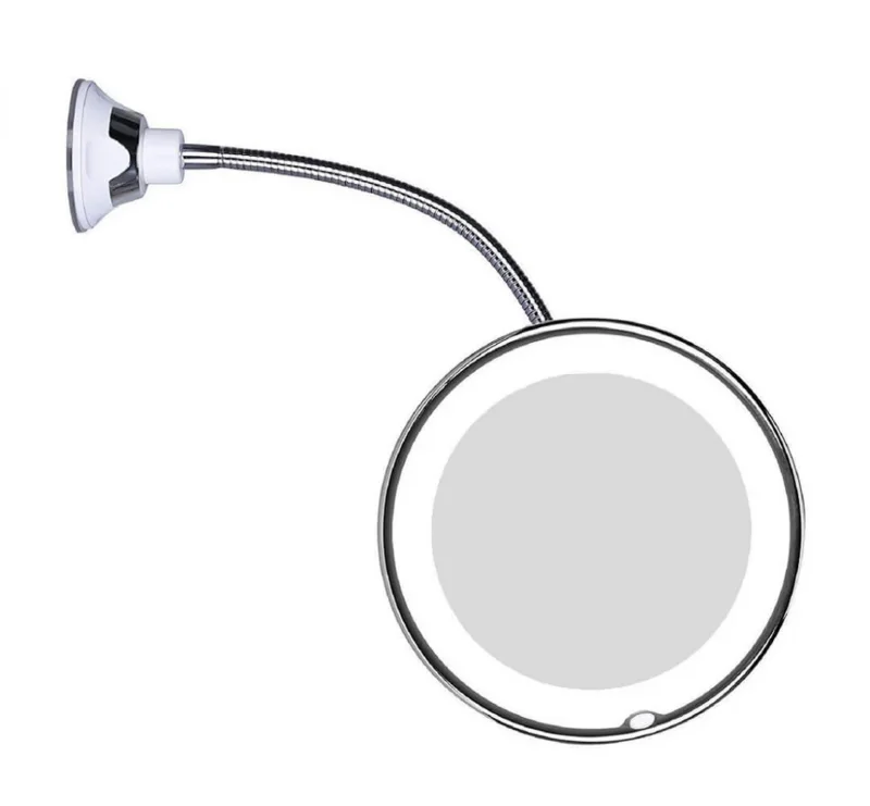 LED-Vergrößerungsspiegel mit flexiblem Schwanenhals | 10-fache Vergrößerung | Tageslicht-LED | Kosmetikspiegel