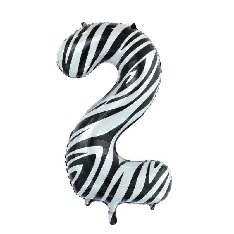 Folie Ballon Cijfer 2 Zebra XL 86cm leeg van WeFiesta koop je bij Partywinkel