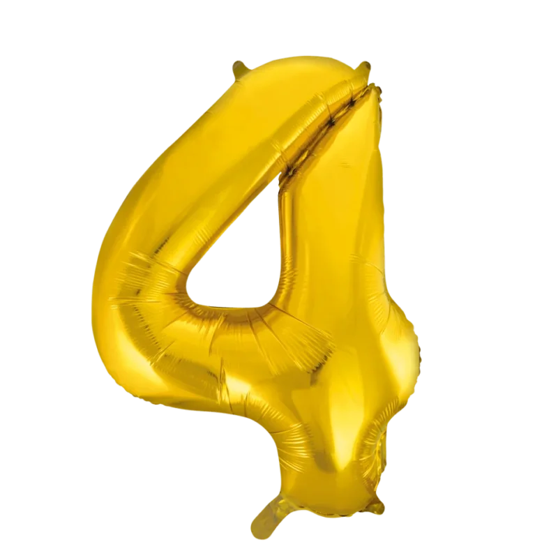 Folie Ballon Cijfer 4 Goud XL 86cm leeg van WeFiesta koop je bij Partywinkel