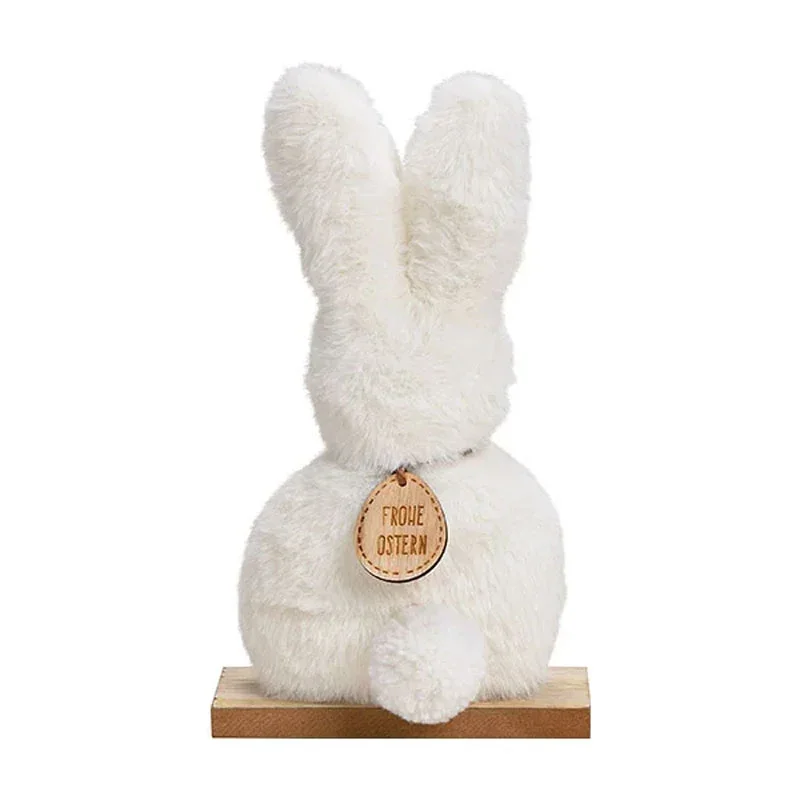 G. Wurm - Aufsteller Hase aus Plüsch auf Holzsockel
