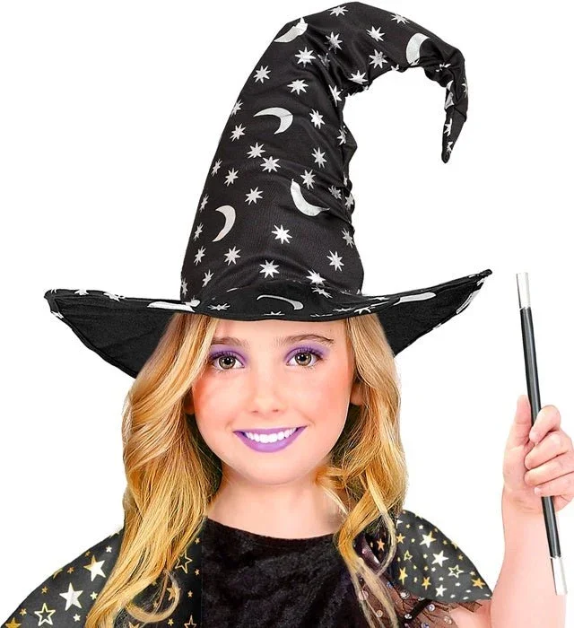 Halloween Heksenhoed Zwart Maan En Sterren van Widmann koop je bij Partywinkel